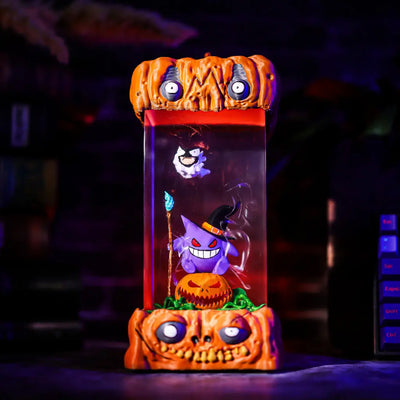 Halloween Spooky Pokemon Gengar Pumpkin Epoxy Resin Lamp, Night Light, Wireless Lights