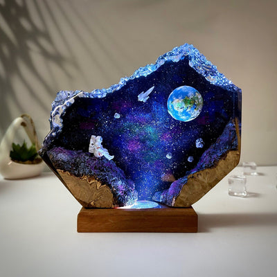 Universe Earth Astronaut Epoxy Resin Lamp, Night Light