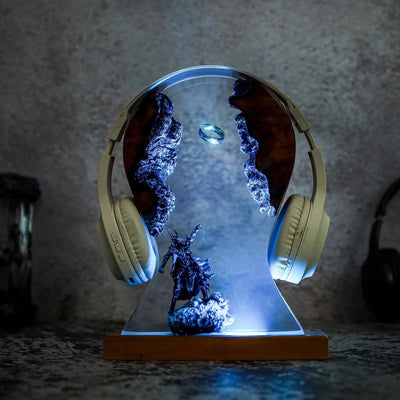 LOTR Lord Of Rings The One Ring Sauron Dark Lord Headphone Stand Epoxy Resin Lamp, Night Light