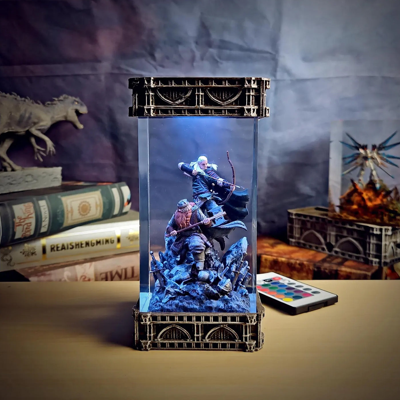 LOTR Lord Of Rings Gimli And Legolas Diorama Epoxy Resin Lamp, Night Light, Wireless Lights