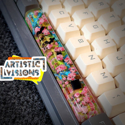 Torii Gate Japan Blossom Spacebar Artisan Keycaps Epoxy Resin