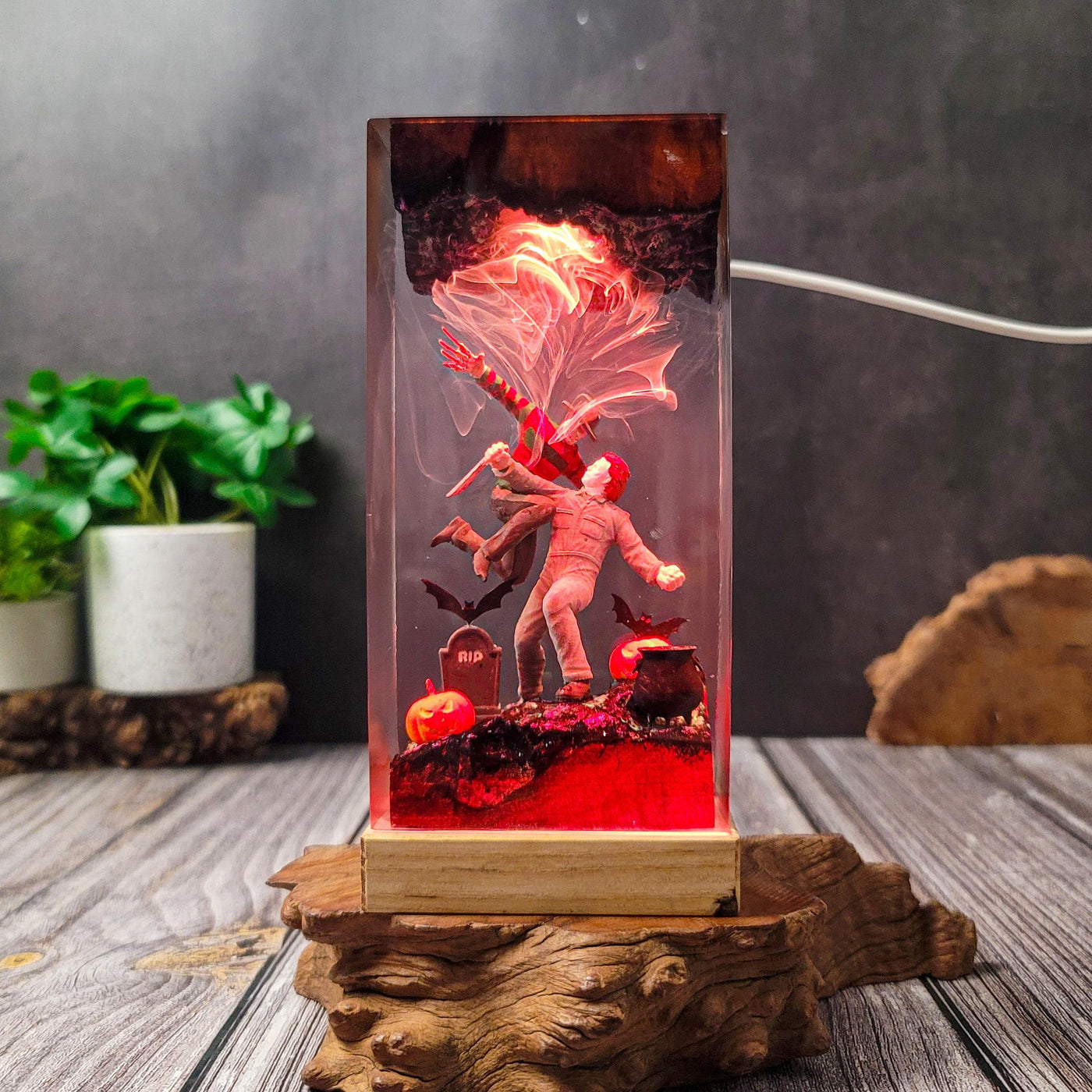 Halloween Horror Michael Myers x Freddy Krueger Epoxy Resin Lamp, Night Light