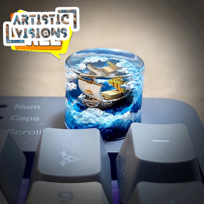 One Piece Luffy Gear Sunny Pirates Going Merry Keyboard Knob Artisan Keycaps Epoxy Resin