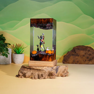 Halloween Jack Skellington and Sally The Nightmare Before Christmas Epoxy Resin Lamp, Night Light