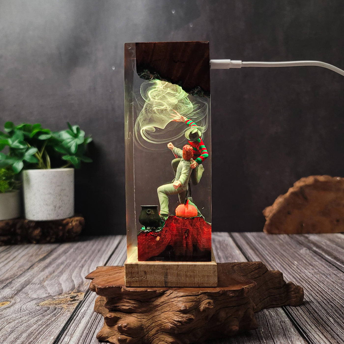 Halloween Horror Michael Myers x Freddy Krueger Epoxy Resin Lamp, Night Light