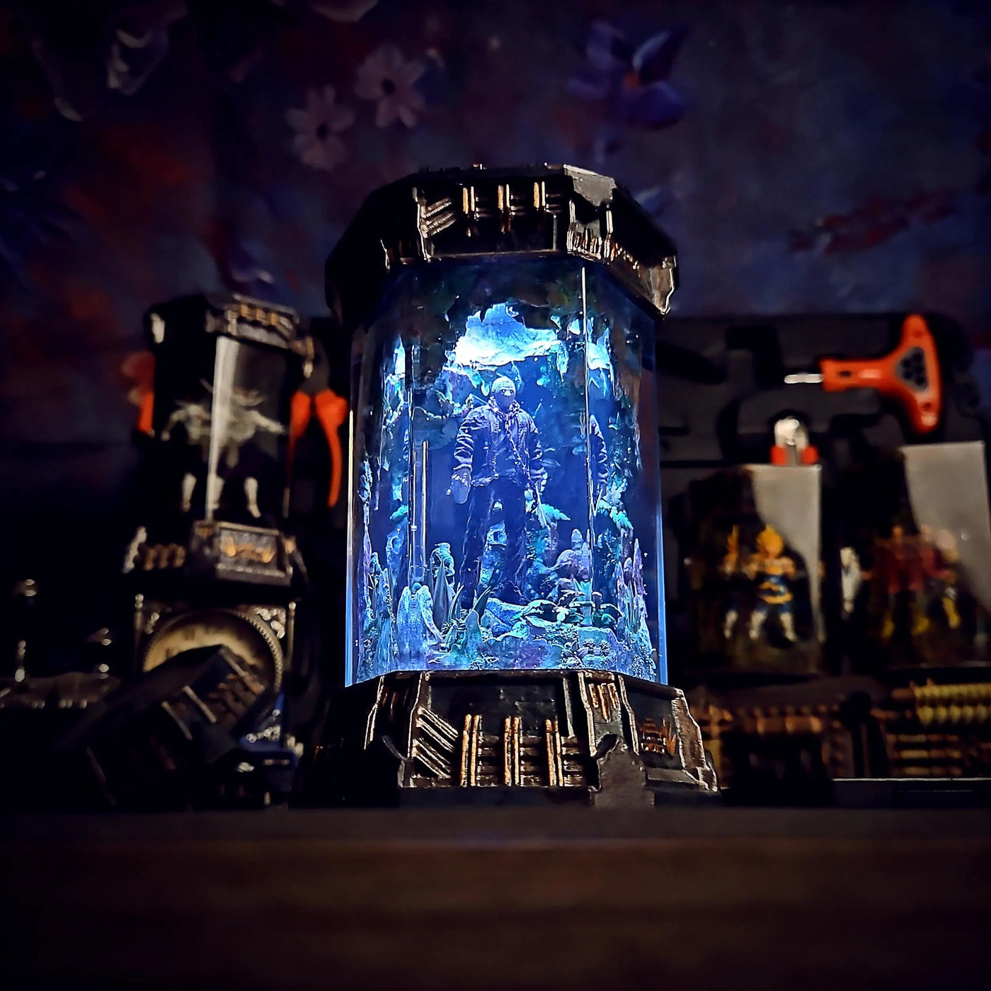 Halloween Horror Friday the 13th Jason Voorhees Healing Chamber Incubator Epoxy Resin Lamp, Night Light, Wireless Lights