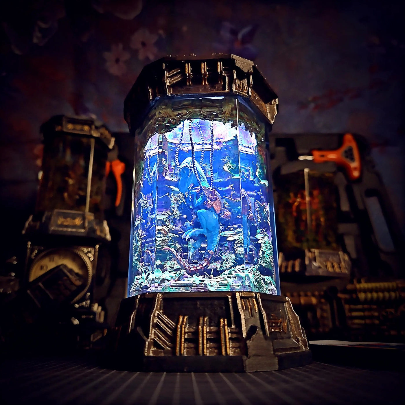 Jurassic Park Velociraptor Healing Chamber Incubator Epoxy Resin Lamp, Night Light, Wireless Lights