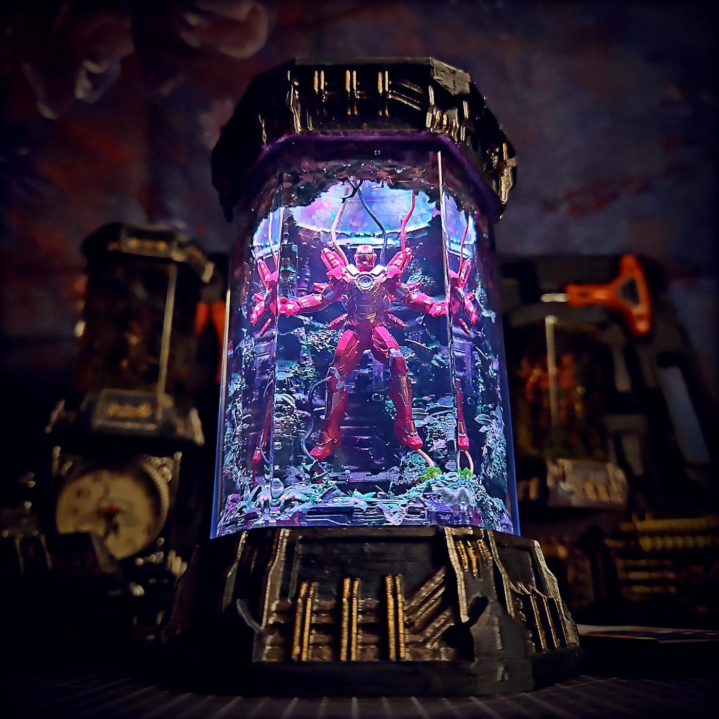 Marvel MCU Iron Man Healing Chamber Incubator Epoxy Resin Lamp, Night Light, Wireless Lights