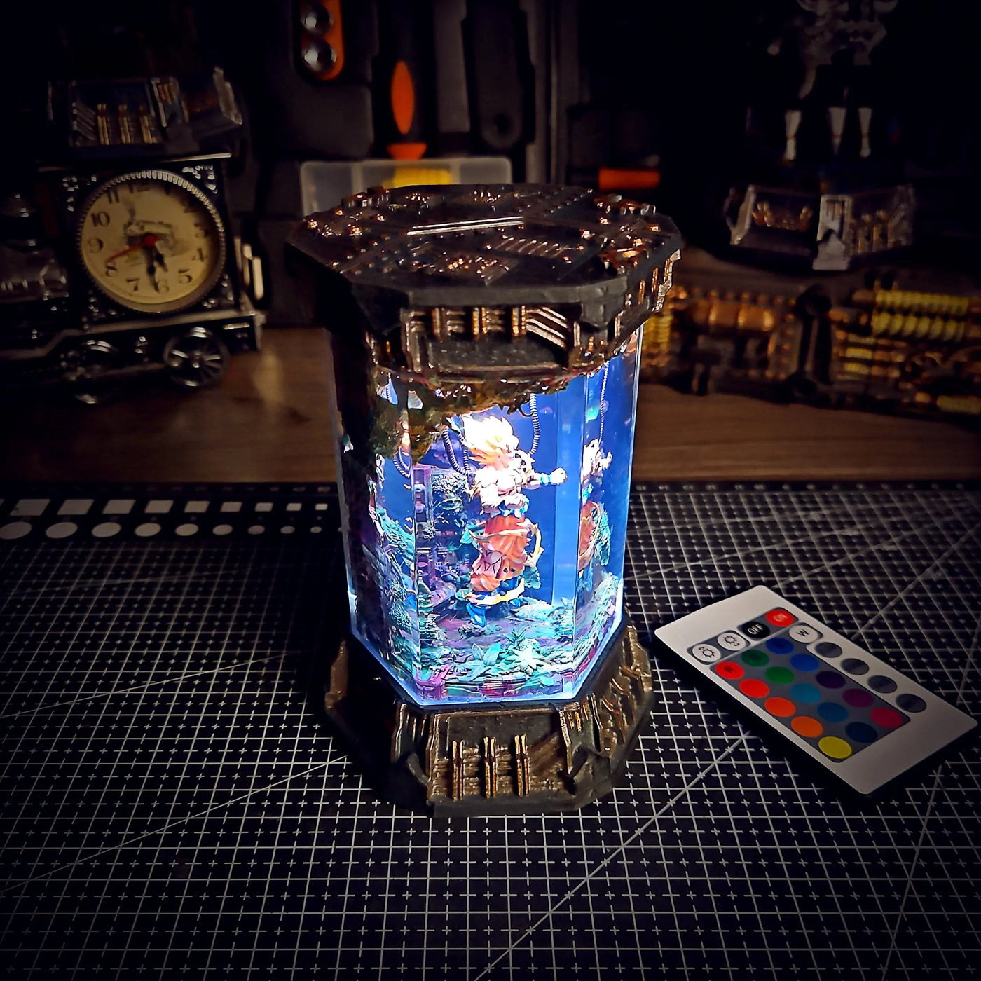 Dragon Ball Goku Saiyan Healing Chamber Incubator Epoxy Resin Lamp, Night Light, Wireless Lights