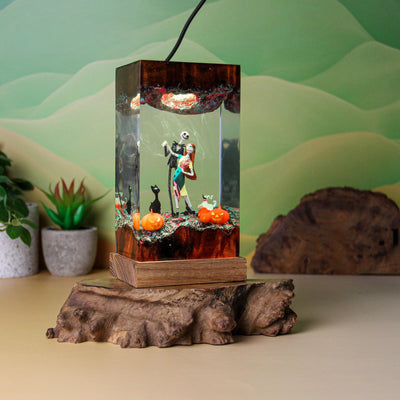 Halloween Jack Skellington and Sally The Nightmare Before Christmas Epoxy Resin Lamp, Night Light