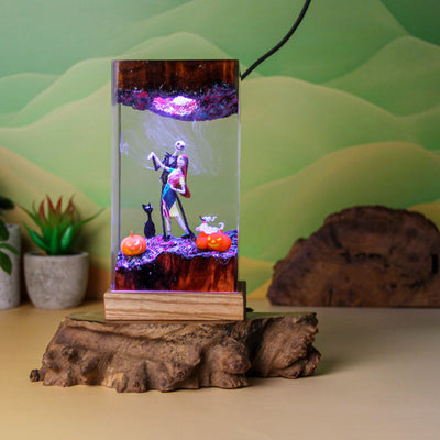 Halloween Jack Skellington and Sally The Nightmare Before Christmas Epoxy Resin Lamp, Night Light