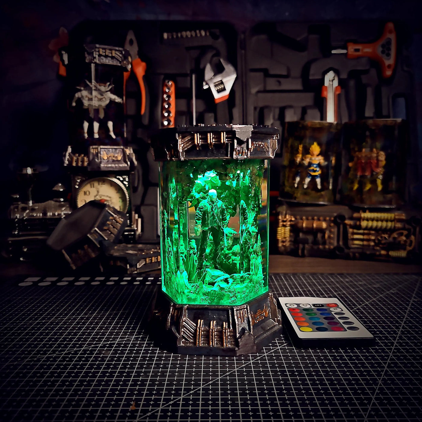 Halloween Horror Friday the 13th Jason Voorhees Healing Chamber Incubator Epoxy Resin Lamp, Night Light, Wireless Lights