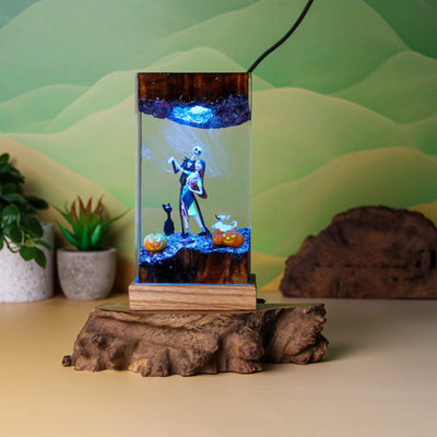 Halloween Jack Skellington and Sally The Nightmare Before Christmas Epoxy Resin Lamp, Night Light