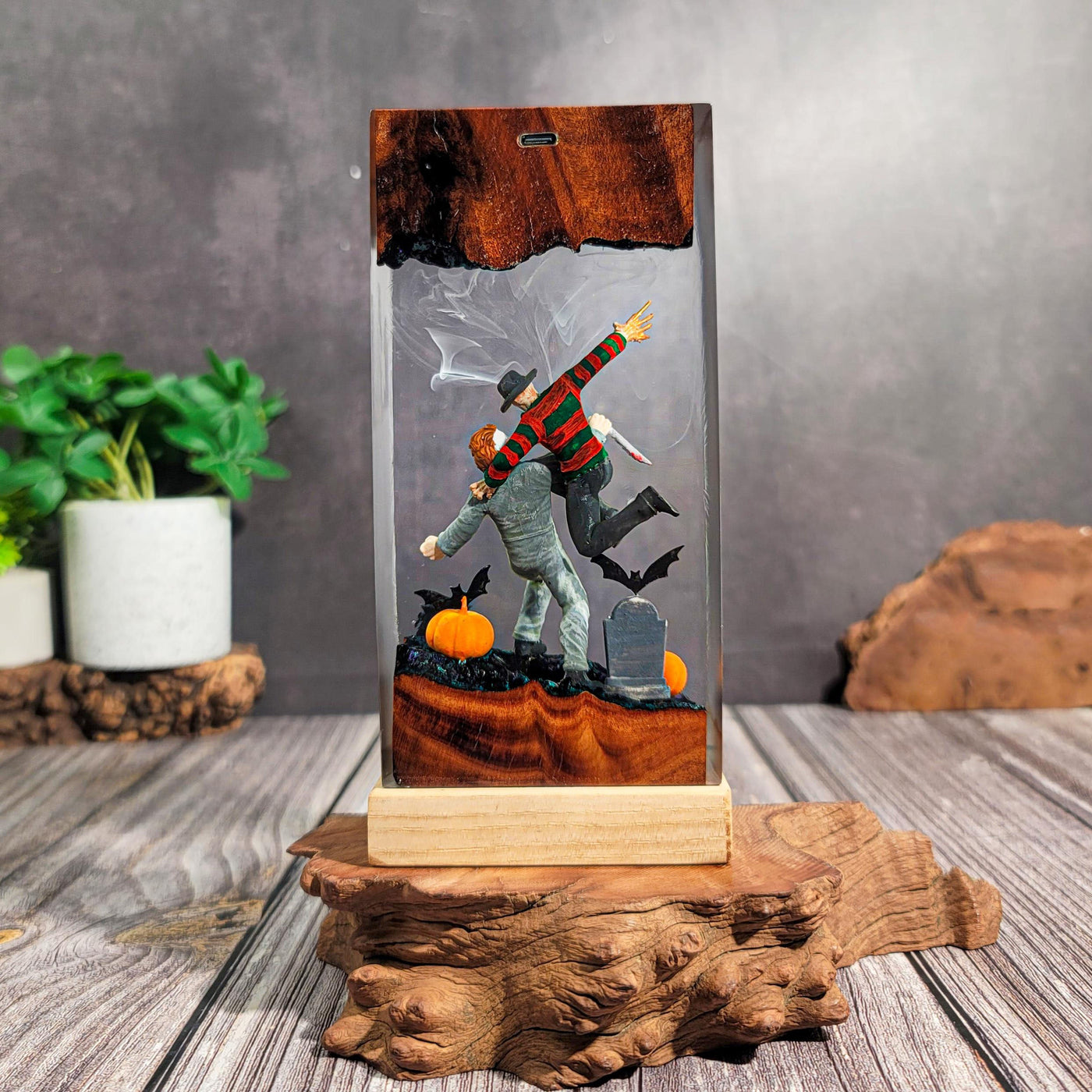Halloween Horror Michael Myers x Freddy Krueger Epoxy Resin Lamp, Night Light