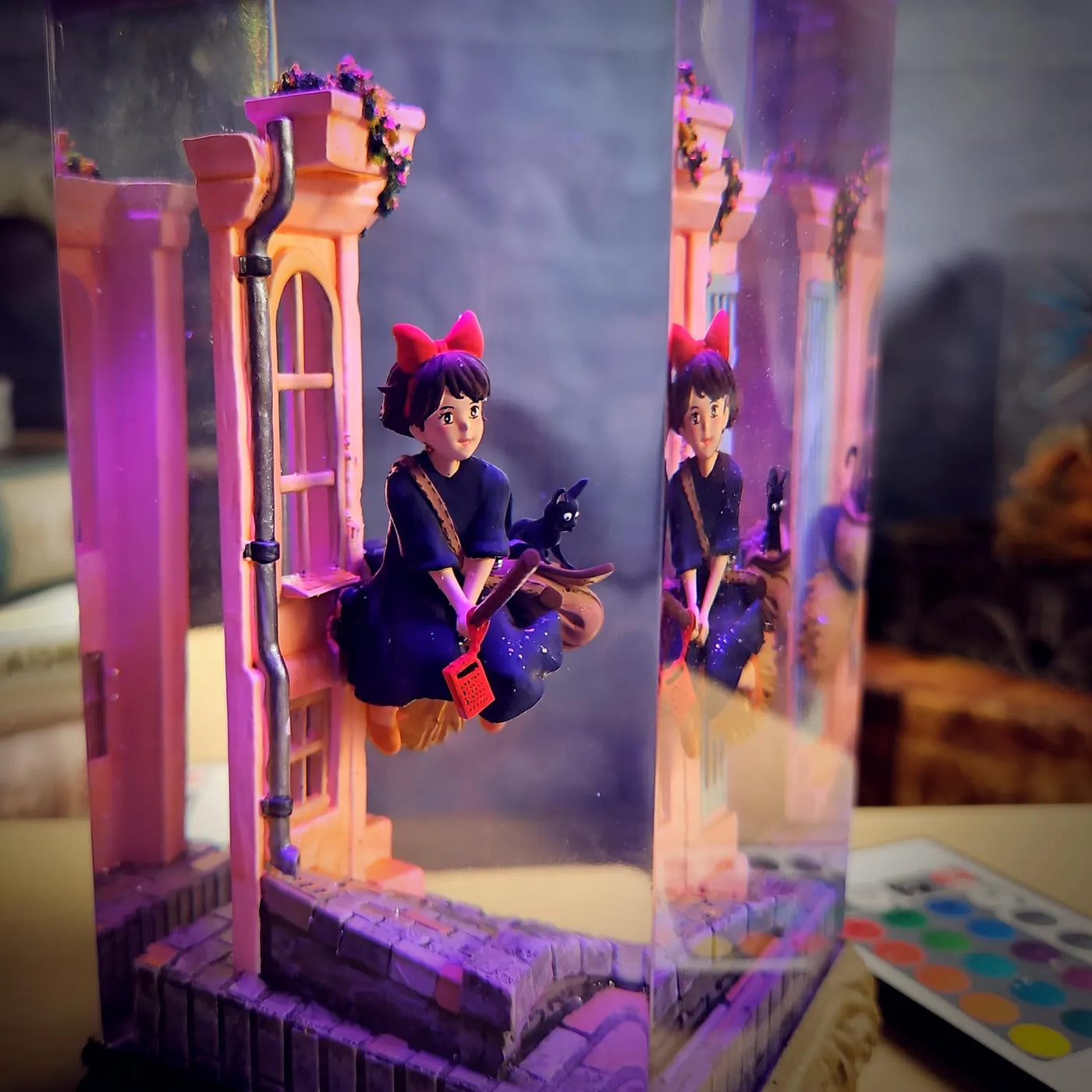Ghibli Kiki Delivery Service Diorama Epoxy Resin Lamp, Night Light, Wireless Lights