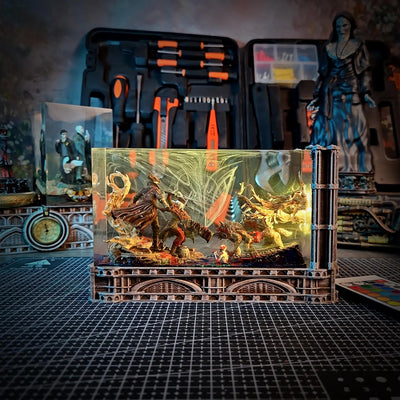 Bloodborne The Hunter and Lady Maria Diorama Diorama Epoxy Resin Lamp, Night Light, Wireless Lights