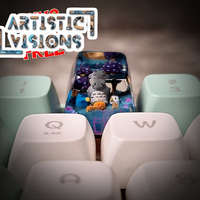 Totoro Halloween Artisan Keycaps Epoxy Resin