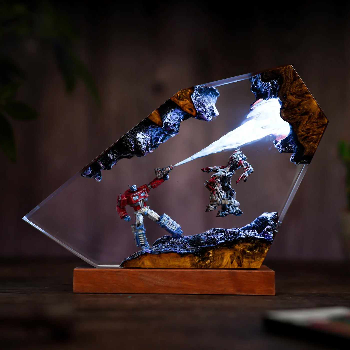 Transformer Optimus Prime Beam Attack Megatron Epoxy Resin Lamp, Night Light