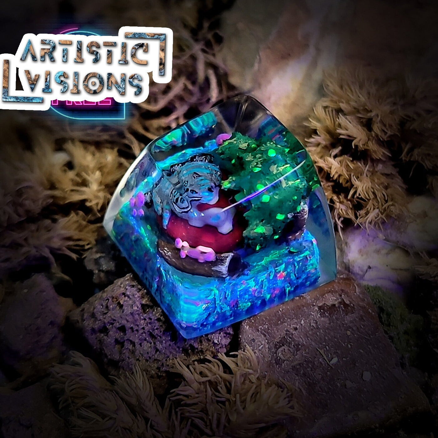 Alice Wonderland Cheshire Cat Artisan Keycaps Epoxy Resin