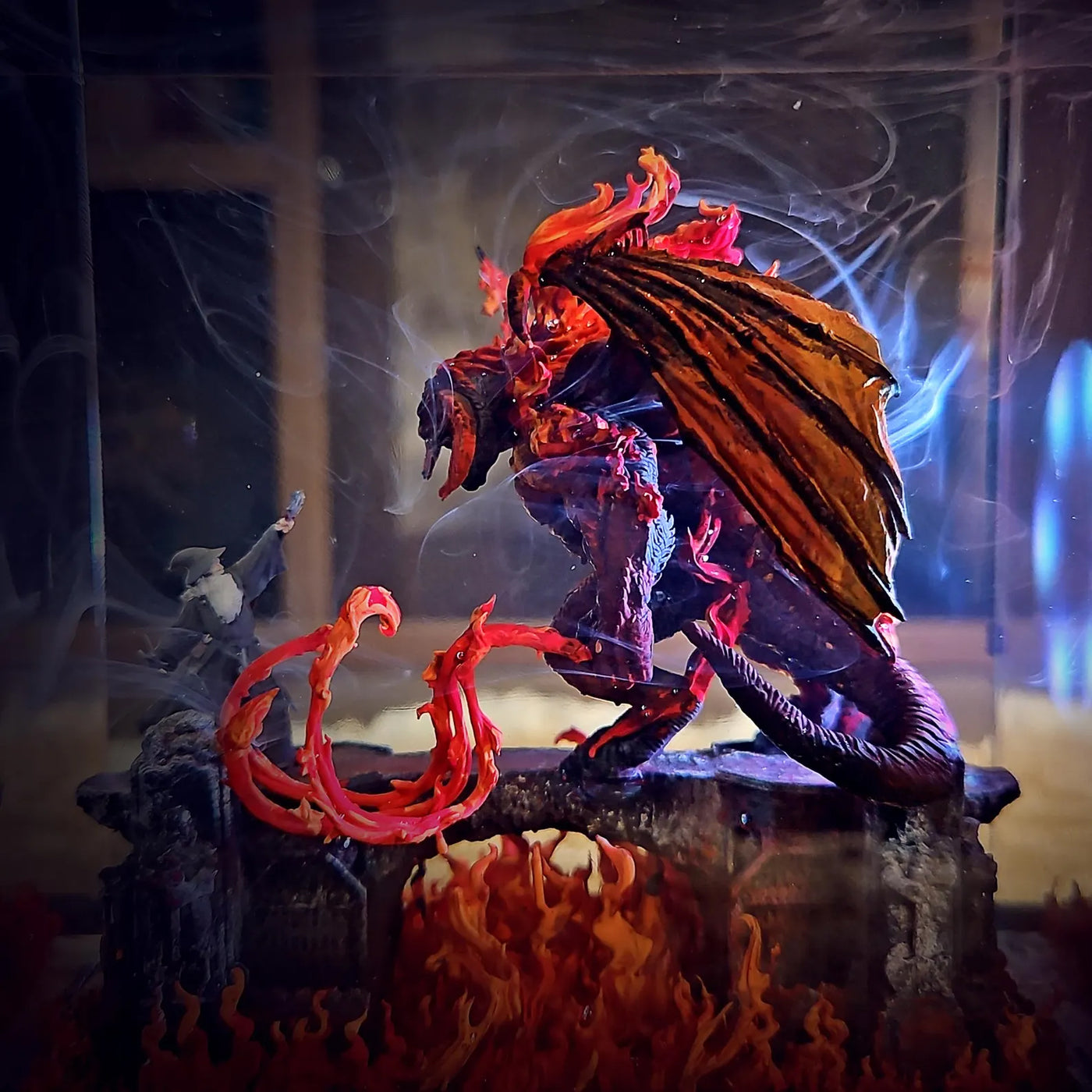 LOTR Lord Of Rings Balrog vs Gandalf Diorama Epoxy Resin Lamp, Night Light, Wireless Lights