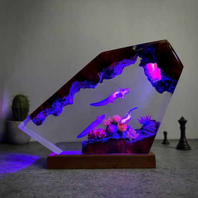 Axolotl Mexican Salamander Ocean Undersea Epoxy Resin Lamp, Night Light