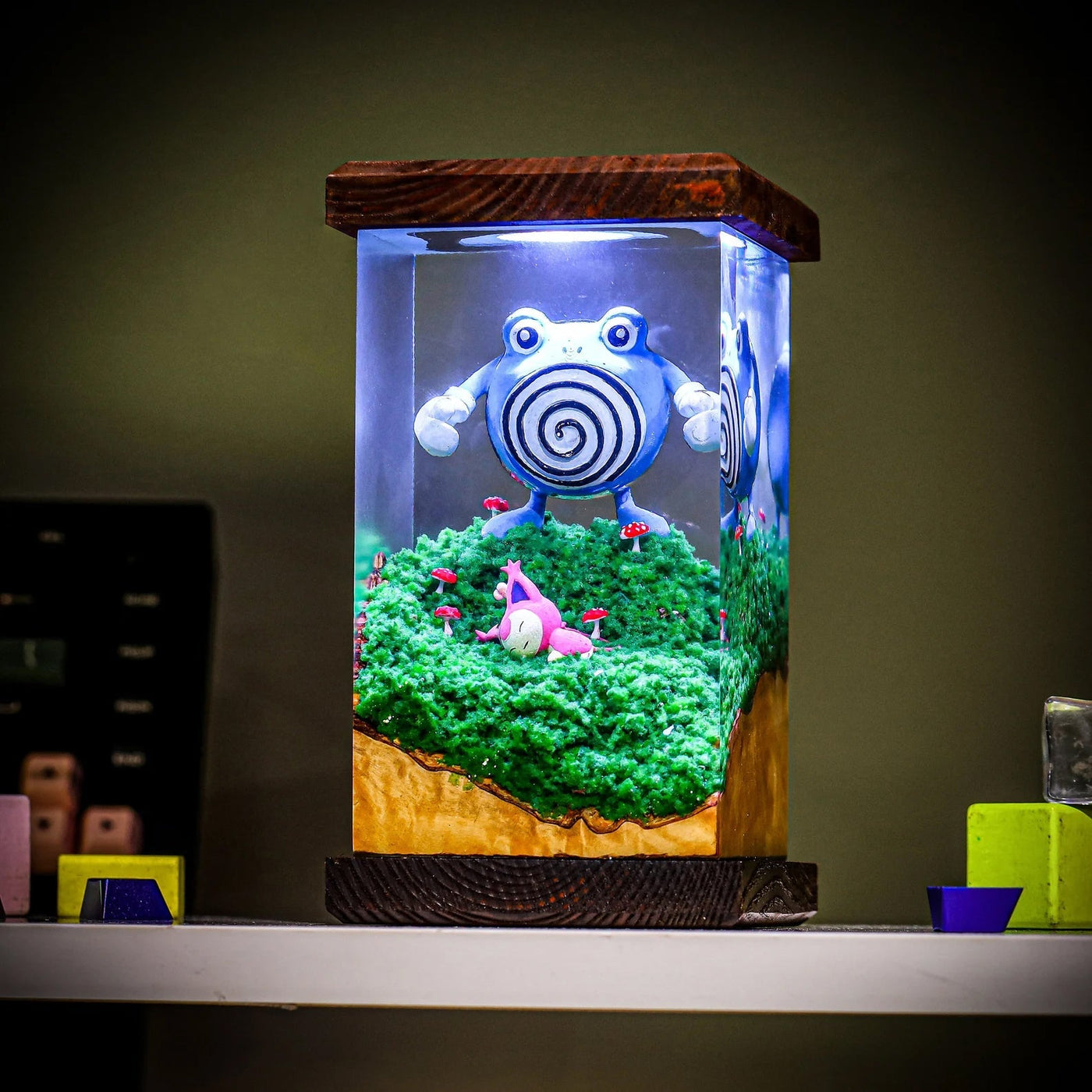 Pokemon Poliwhirl x Skitty Epoxy Resin Lamp, Night Light