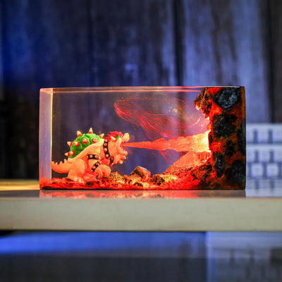 Super Mario Bowser Fire Breath Epoxy Resin Lamp, Night Light