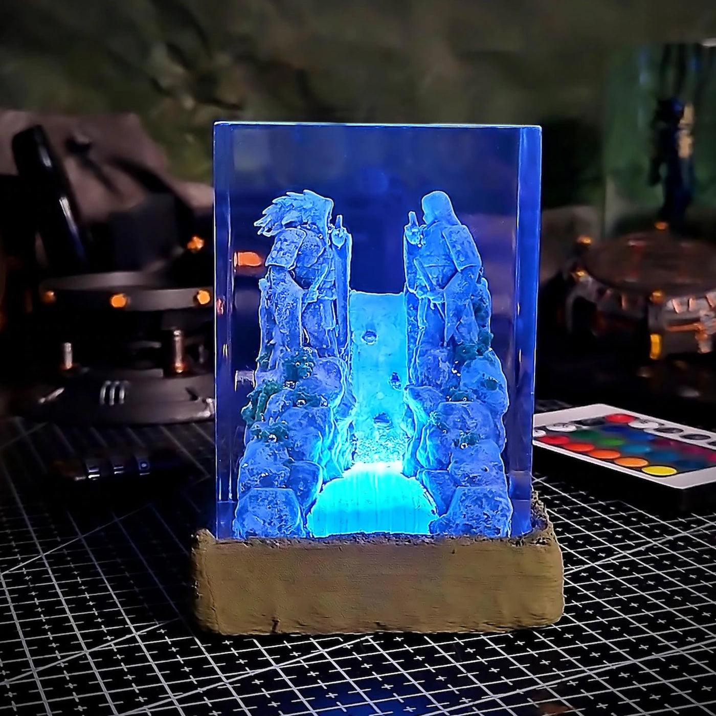 Naruto Final Valley Hashirama Madara Epoxy Resin Lamp, Night Light, Wireless Lights