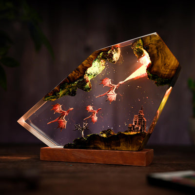 Dragons Fire Breath Epoxy Resin Lamp, Night Light