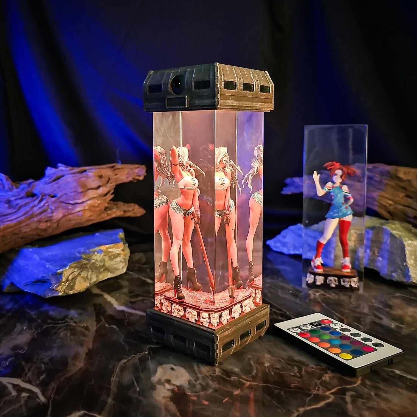 Halloween Horror Jason Voorhees Girl Diorama Epoxy Resin Lamp, Night Light, Wireless Lights