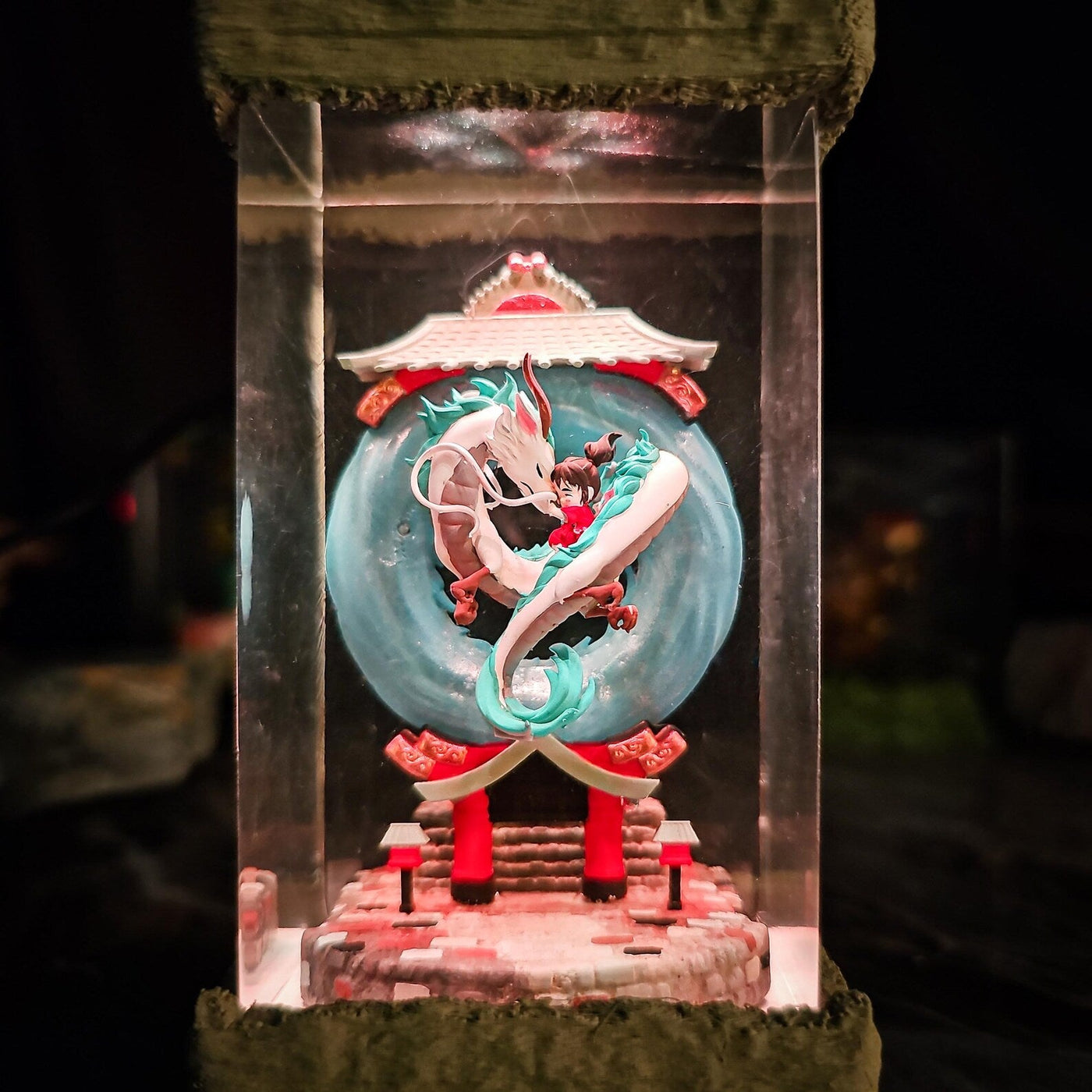 Ghibli Haku Chihiro Spirited Away Diorama Epoxy Resin Lamp, Night Light, Wireless Lights