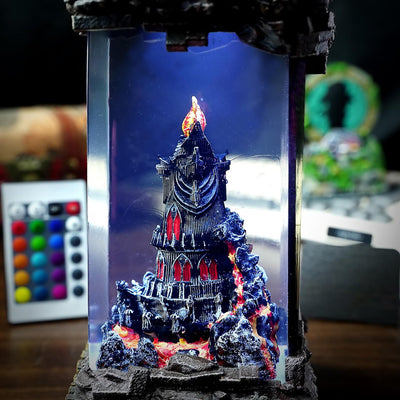 LOTR Lord Of Rings Eye of Sauron Dark Tower Diorama Epoxy Resin Lamp, Night Light, Wireless Lights