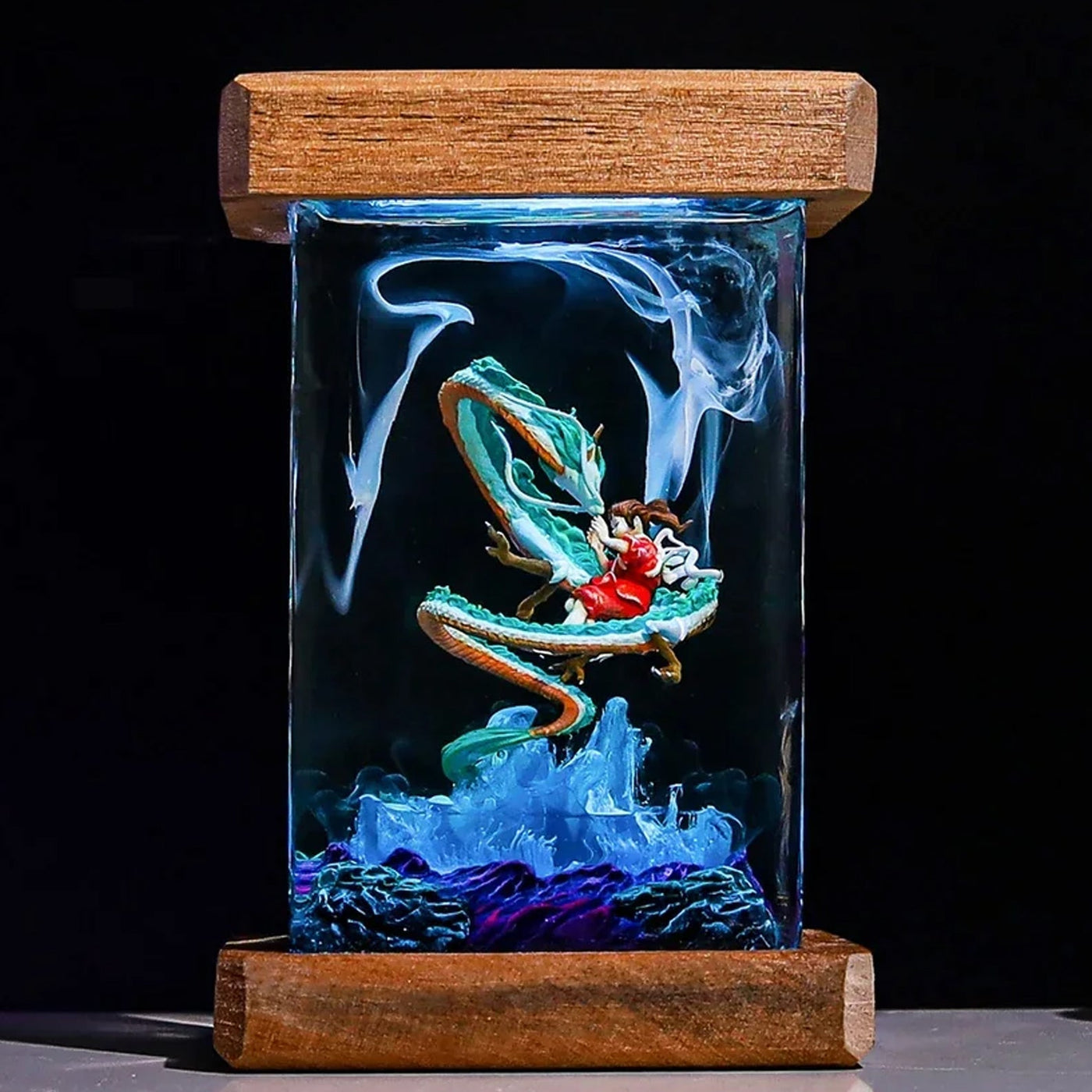 Haku and Chihiro Ghibli Spirited Away Epoxy Resin Lamp, Night Light