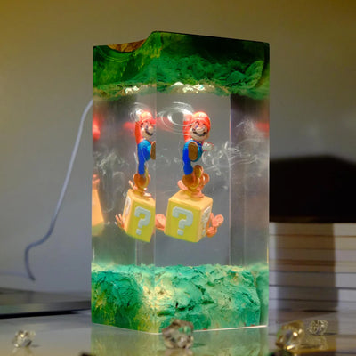 Super Mario Question Mark Cube Epoxy Resin Lamp, Night Light