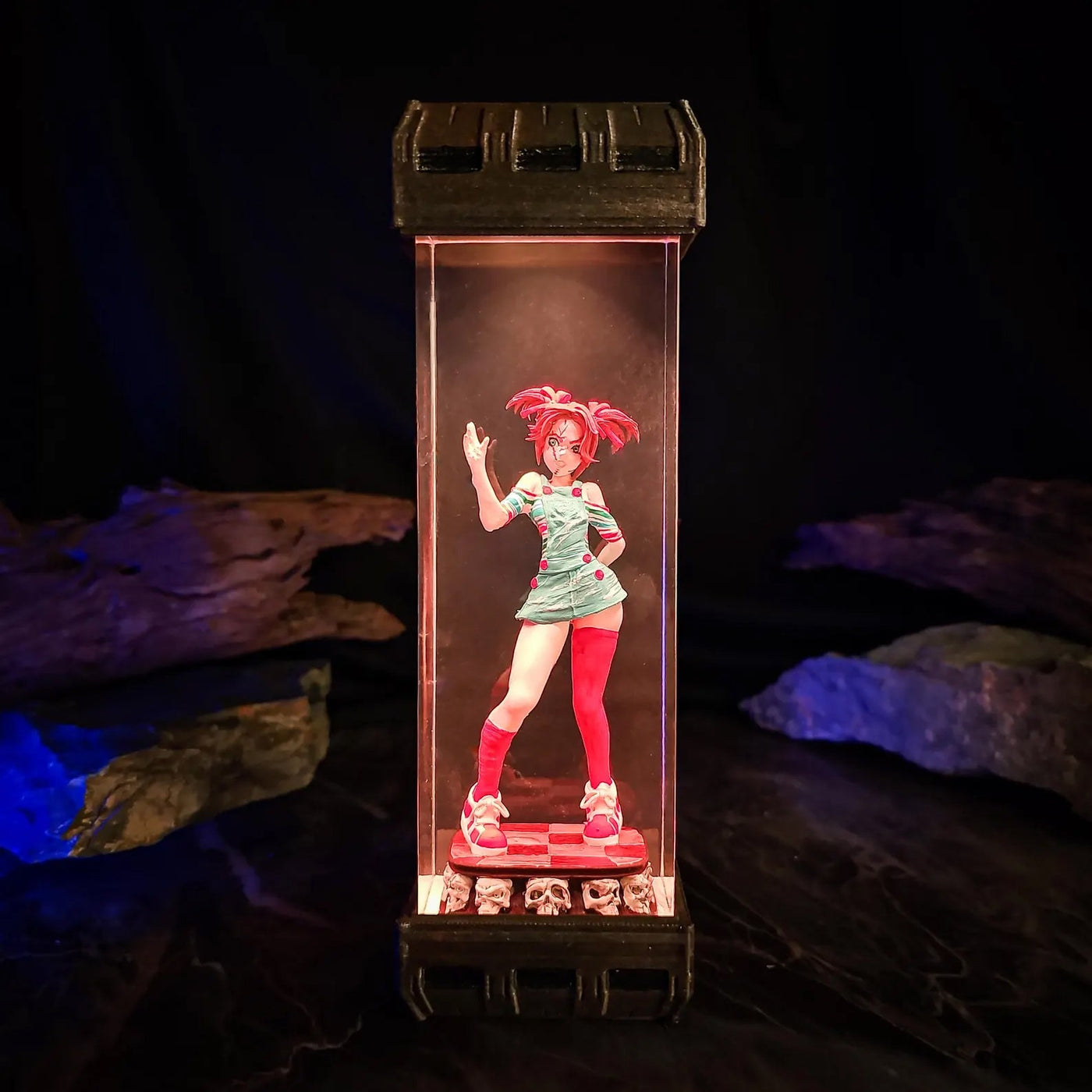 Halloween Horror Chucky Girl Diorama Epoxy Resin Lamp, Night Light, Wireless Lights