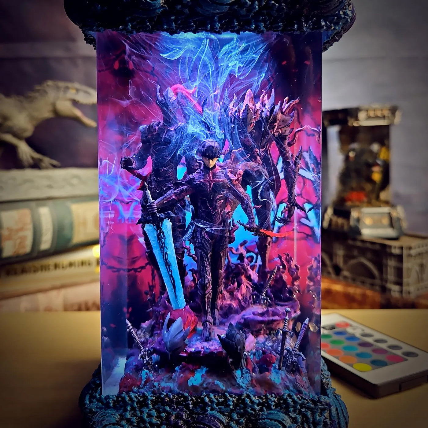 Solo Leveling Sung Jin-woo Beru Blood-Red Commander Igris Diorama Epoxy Resin Lamp, Night Light, Wireless Lights