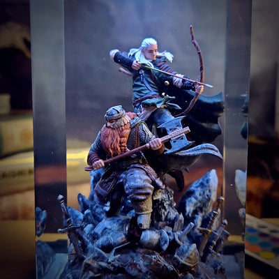 LOTR Lord Of Rings Gimli And Legolas Diorama Epoxy Resin Lamp, Night Light, Wireless Lights