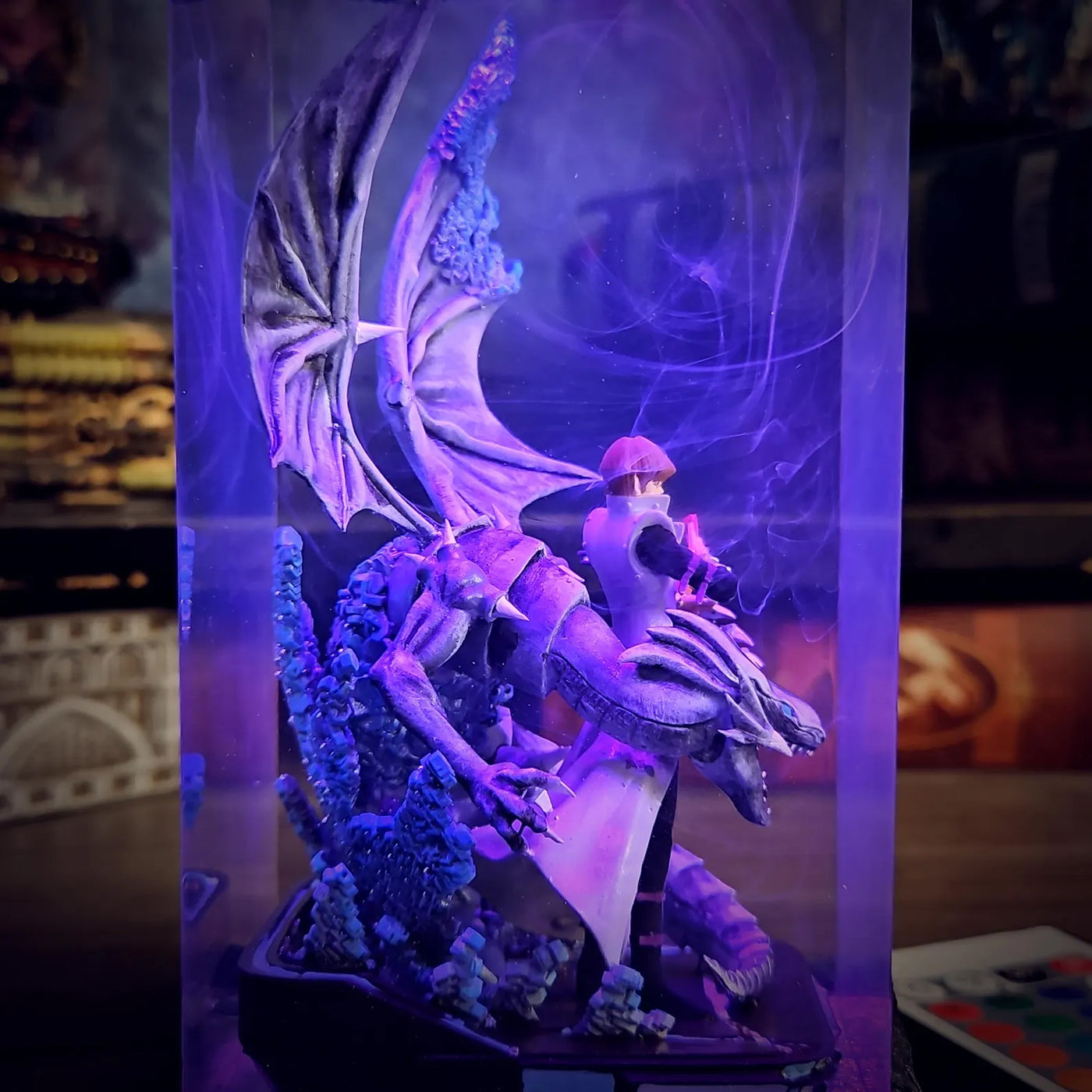Yu Gi Oh Kaiba Seto Blue-Eyes White Dragon Epoxy Resin Lamp, Night Light, Wireless Lights