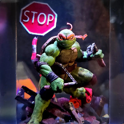 Teenage Mutant Ninja Turtles Michelangelo Diorama Epoxy Resin Lamp, Night Light, Wireless Lights