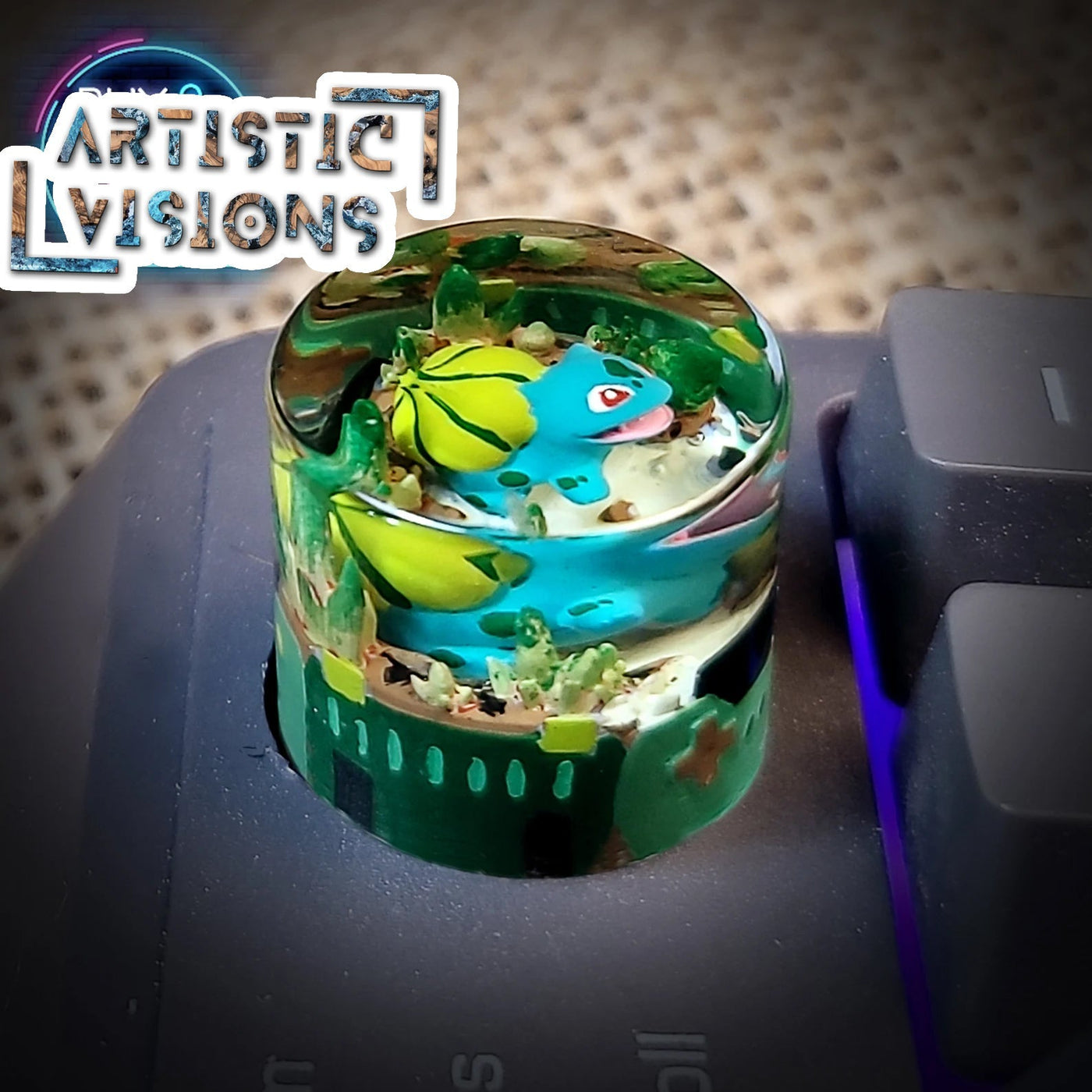 Pokemon Bulbasaur Fushigidane Keyboard Knob Artisan Keycaps Epoxy Resin