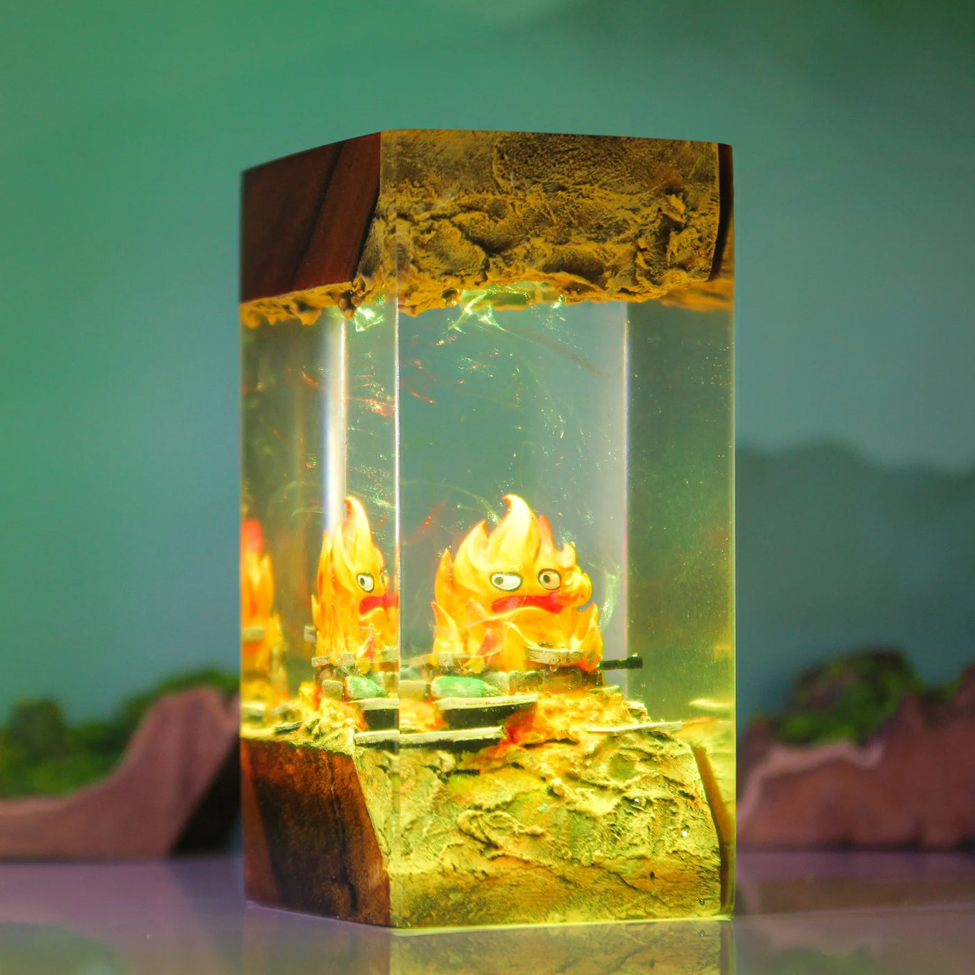 Howl’s Moving Castle Calcifer Epoxy Resin Lamp, Night Light