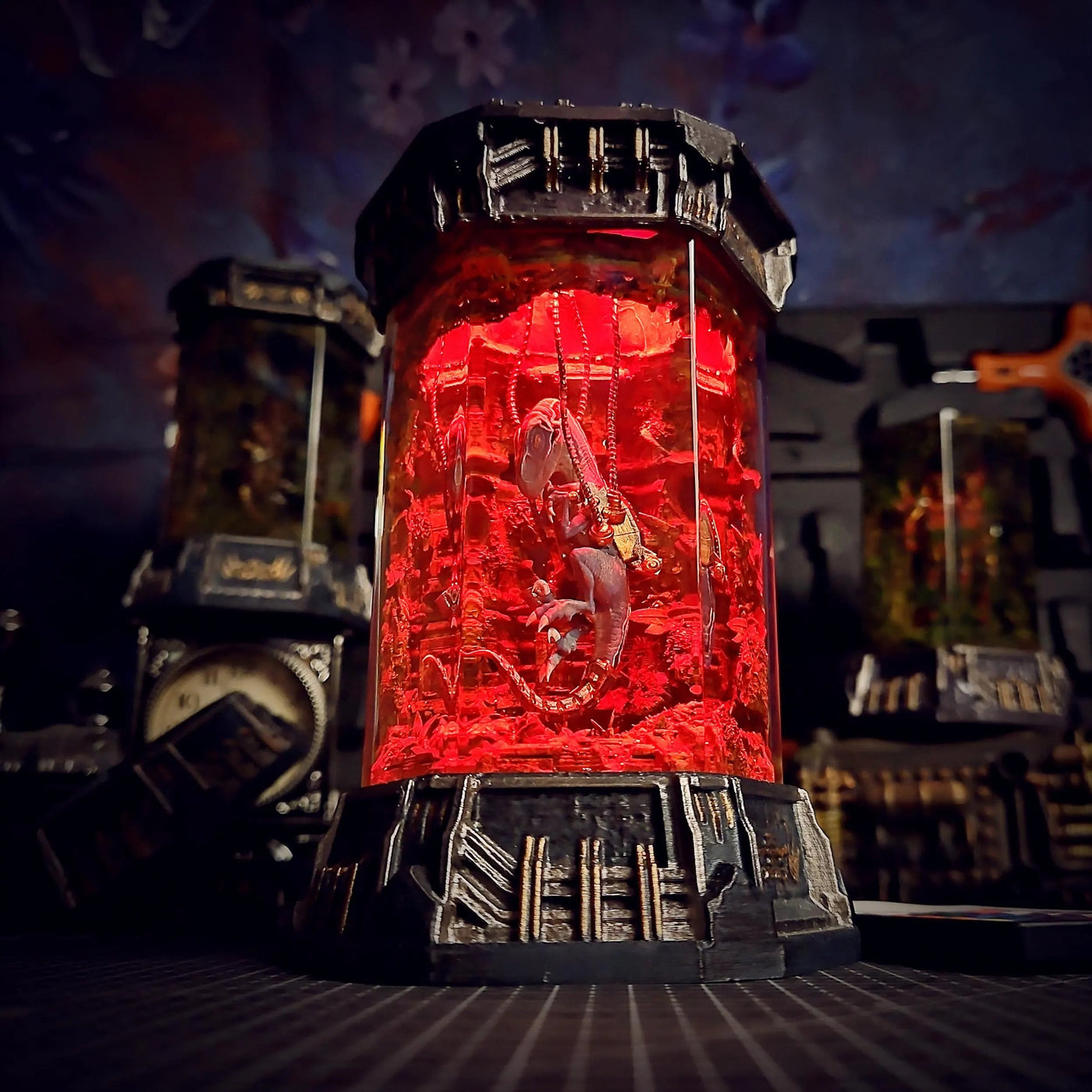 Jurassic Park Velociraptor Healing Chamber Incubator Epoxy Resin Lamp, Night Light, Wireless Lights