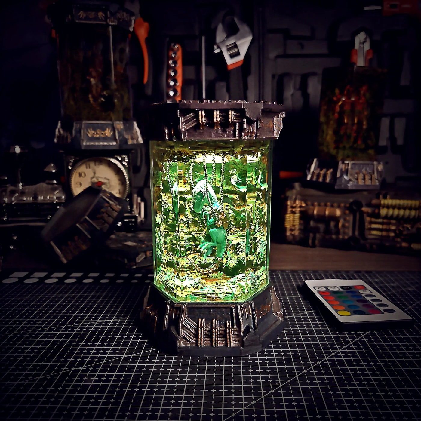 Jurassic Park Velociraptor Healing Chamber Incubator Epoxy Resin Lamp, Night Light, Wireless Lights
