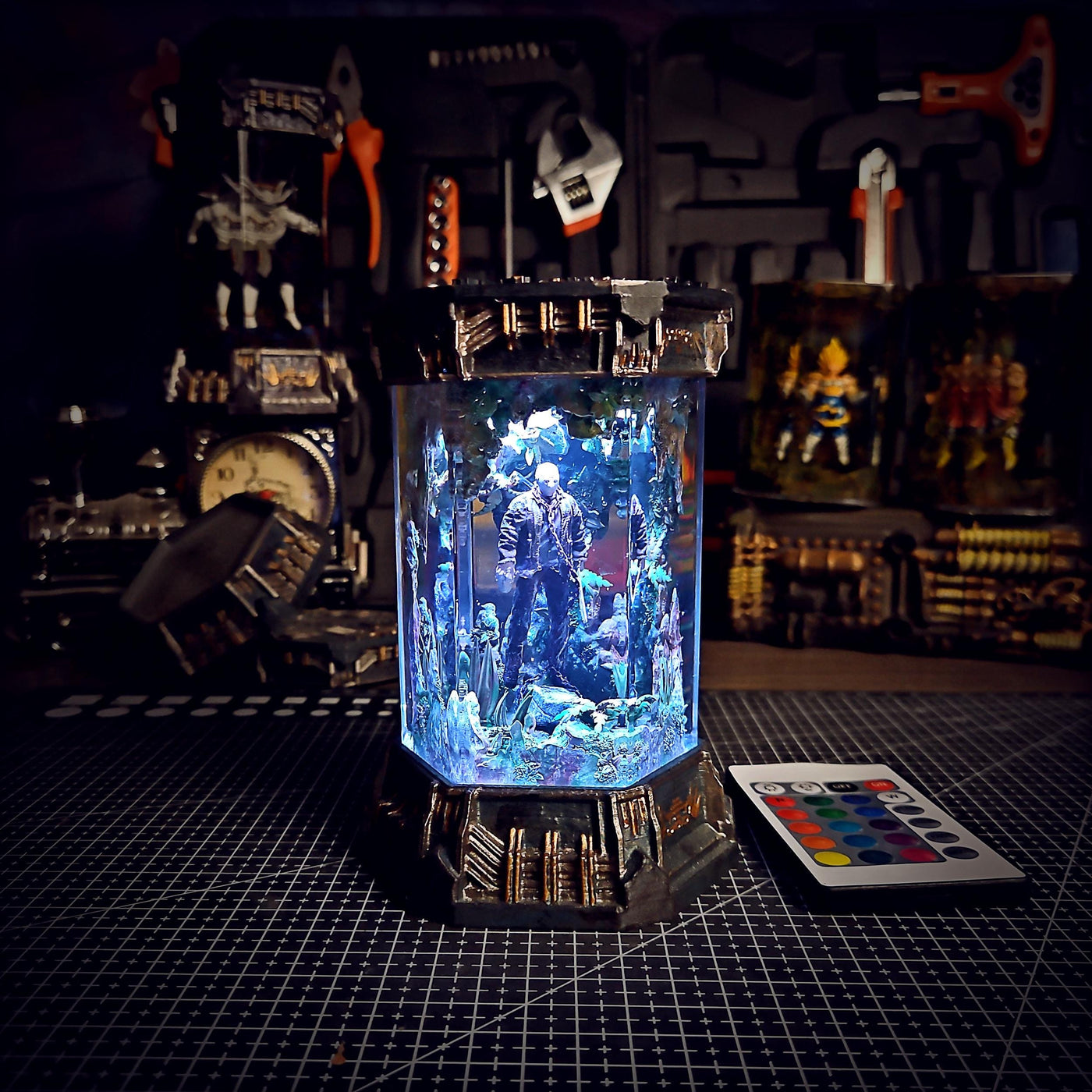 Halloween Horror Friday the 13th Jason Voorhees Healing Chamber Incubator Epoxy Resin Lamp, Night Light, Wireless Lights
