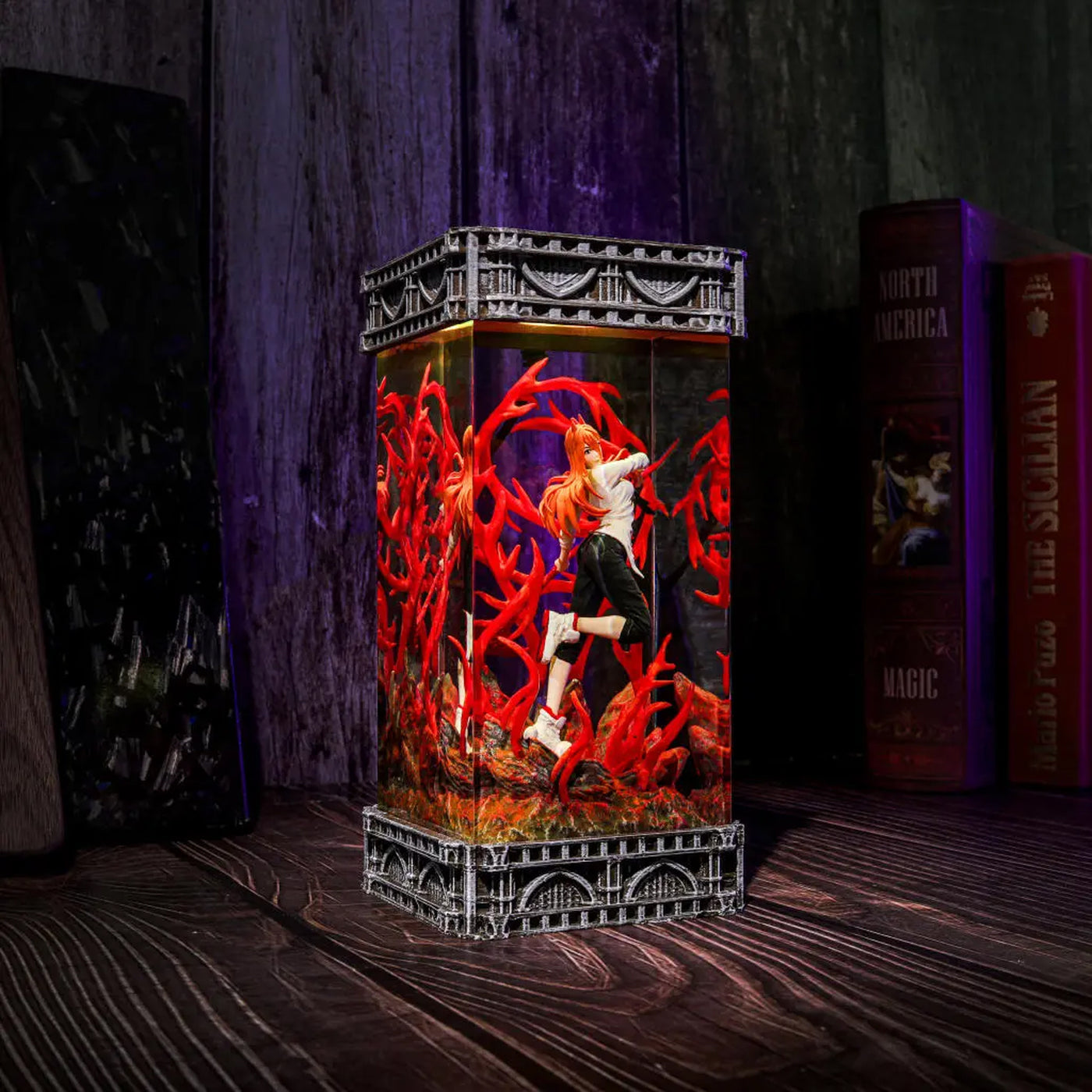 Chainsaw Man Power Diorama Epoxy Resin Lamp, Night Light, Wireless Lights