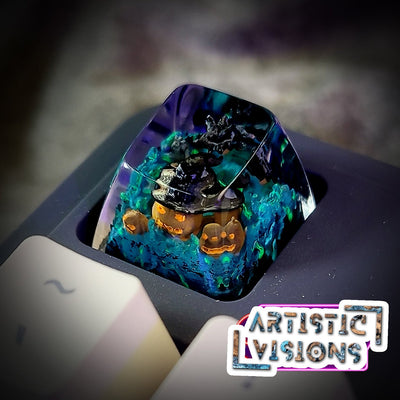 Pumpkin Witch Hat Halloween Artisan Keycaps Epoxy Resin