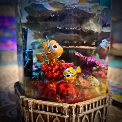 Ocean Coral Fish Nemo Cartoon Epoxy Resin Lamp, Night Light, Wireless Lights