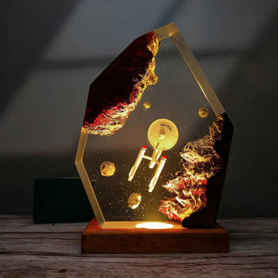 Star Trek USS Enterprise NCC-1701 Galaxy Sci-Fi Diorama Epoxy Resin Lamp, Night Light
