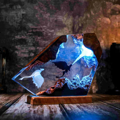How To Train Your Dragon Family Toothless Breath Attack and Light Fury Epoxy Resin Lamp, Night Light