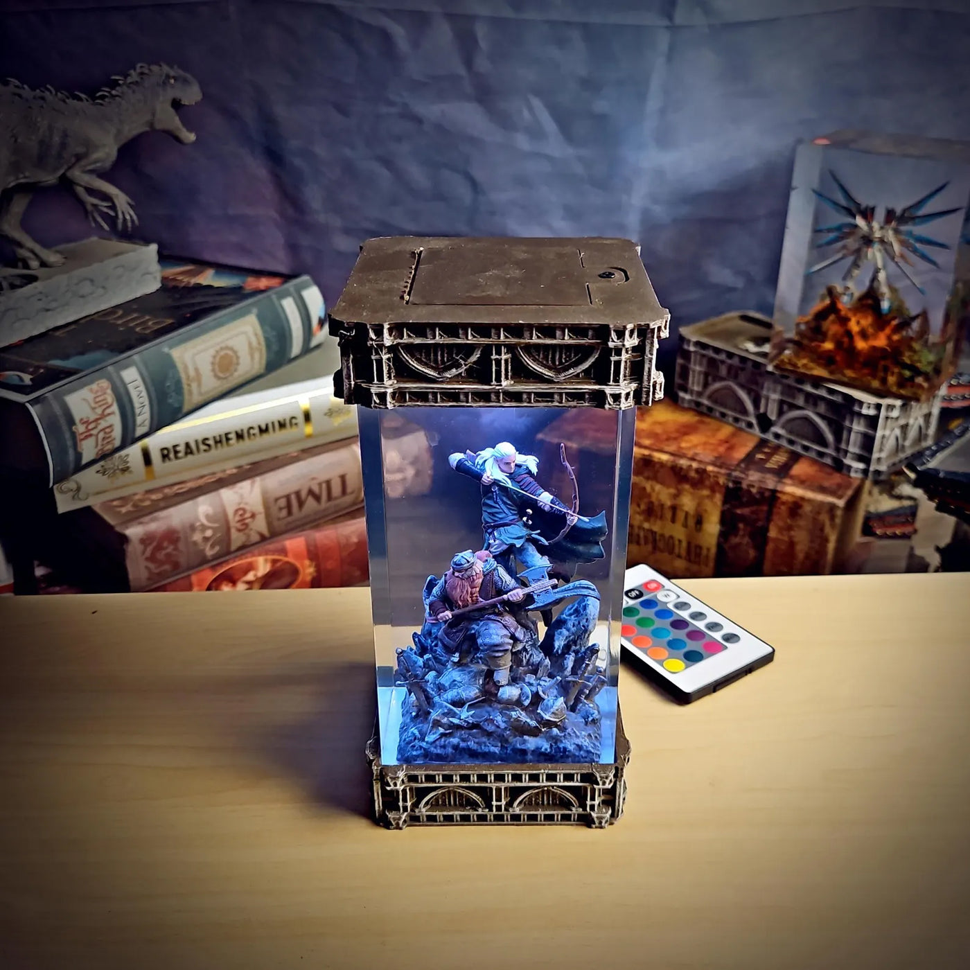 LOTR Lord Of Rings Gimli And Legolas Diorama Epoxy Resin Lamp, Night Light, Wireless Lights